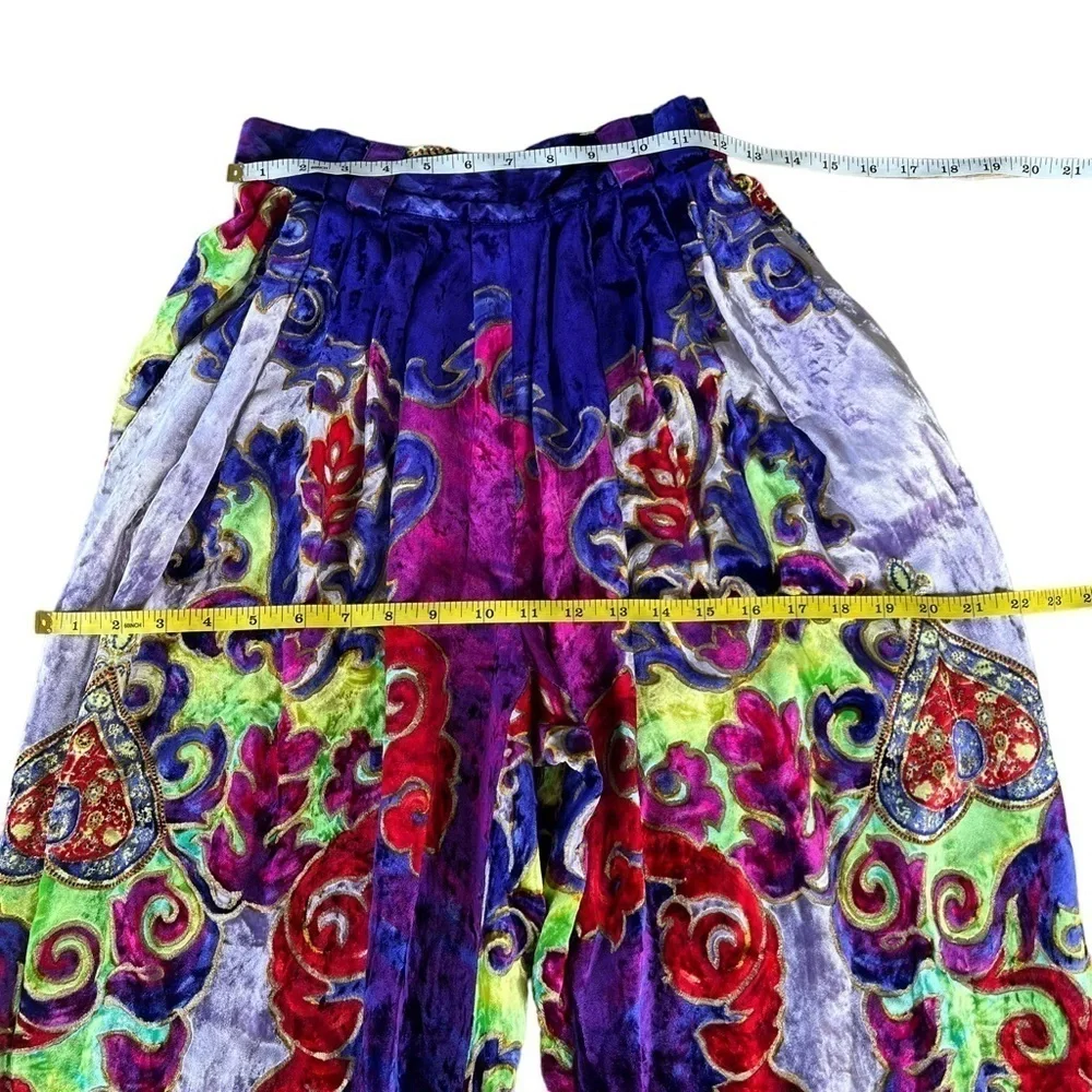 VTG Gianni Versace Jeweled Hearts Silk Velvet Baroque Pleated Pant Vibrant Italy - Picture 12 of 17